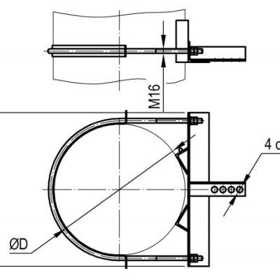 Кронштейн тросового  успокоителя грузов для полукомпенсированной подвески для железобетонной стойки