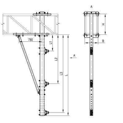 Стойка консольная промежуточная для раздельного крепления консоли и фиксатора 
